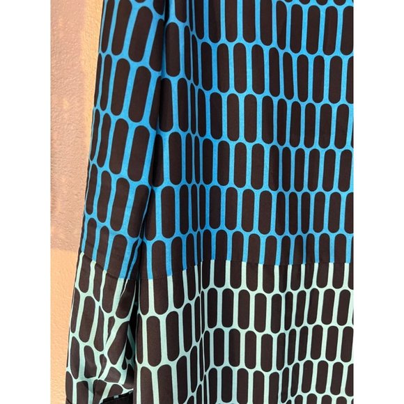 Michael Kors Shirt Dress L Large Blue Black Long Sleeve Career Church Washable - Picture 7 of 12